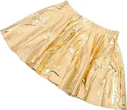 [QWDSGFWS] Skirt Gold Flared Skirt Metallic Skirts for Women Womens Sparkly Skirt Womens Metallic Skirt Skating Flared Skirt Cardigan Women's Composite Fabric Skateboard/1115