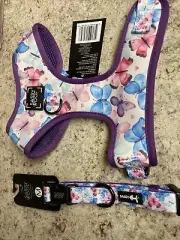 Sassy Woof Dog Harness Matching Collar Size Medium Butterflies New
