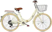 Folding Bike for Adult and Women,6-speeds Hybrid Bikes,Front and Rear Brakes,Commuter Bike with Rear Cargo Rack,Comfort Cruiser Bike,Adjustable Handlebar Saddle