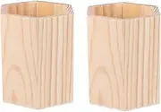 HEALEEP 2 Pcs Wooden Container Pen Holder Solid Color DIY Graffiti Case for Home Office Hexagon Tube Design Sturdy Material for Organizing Pens and Items