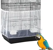 Bird Cage Seed Catcher, Large Bird Cage Skirt Guard, Adjustable Soft Nylon Mesh Bird Cage Netting for Round Square Bird Cages Circumference 60-86"