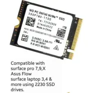 WD PC SN740 1TB M.2 2230 UNIVERSAL SSD NVMe PCIe4x4 MS Surface Steam Deck, ROG
