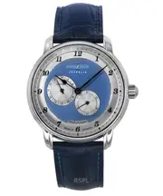 Zeppelin Friedrichshafen Leather Strap Blue Dial Automatic 85683 50M Mens Watch