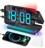Projection Alarm Clock, Digital Colorful Clock with 180° Rotatable Projector,...