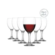 LAV 6 Piece Empire Red Wine Glasses Set - Classic Glass Stemware Goblets - 340ml