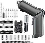 Electric Screwdriver Set, Electric Screwdrivers Rechargeable Drill Driver Set, 47 In 1 Rotatable Cordless Screwdriver With Led Light For Home/Office/Workplace(47PCS,black)