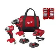 Milwaukee Compact Drill/Impact Combo Kit 18V Li-Ion Brushless + Driver Bit Set