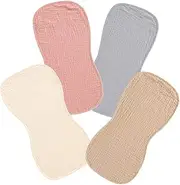 HAPINARY 4Pcs Cotton Burp Cloths Soft and Absorbent Newborn Burp Towels for Infants Ideal for Feeding and Spit Up Cleanup Shower