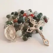 GORGEOUS ✫ Indian Agate & Amazonite ✫ ROSARY Assumption of Mary Medal Catholic