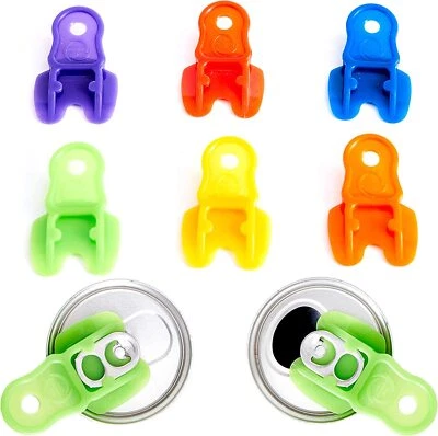 Colored 6pk Drink Shield And Soda Protector For Family. Plastic Tab Can