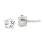 Sterling Silver Polished 7mm Star Basket Set Cz Stud Earrings