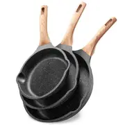 Non Stick Frying Pan Set Granite Skillet Set with 100% PFOA & PTFE Free, Indu...