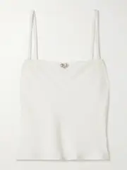 [Sara Cristina] Sara Cristina - Ola Pearl-embellished Recycled Crepe De Chine Camisole - White - large large White