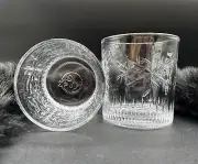 Makers Mark Bourbon Whiskey Holiday Snowflake Rocks Glasses Raised Logo Set Of 2