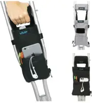 Vive Crutch Bag & Hand Grip Pads - Water-Resistant Pouch with Foam Padding
