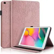 [CXTcase] Samsung Galaxy Tab A 8.0 2019 (SM-T290/T295) Case Embossed Tree PU Leather Case Wallet Flip Cover Stand Function Tablet Case for Samsung Galaxy Tab A 8.0 2019 (SM-T290/T295) - Rose Gold