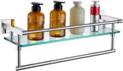 Bathroom Shelves with Towel Holder Rustproof 20'' Bathroom Tempered Glass Shelf