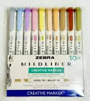 ZEBRA 10ct MILDLINER Double Ended Creative Marker Set (Chisel Tip & Bullet Tip)