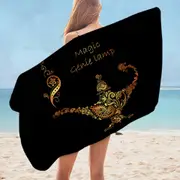 Cool Golden Magical Genie Lamp Microfiber Beach Towel