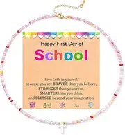 [JOGDIAM] First Day of School Necklace for Kindergarten Preschool First Second Third Fourth Grade Back to School Stuff for Daughter Granddaughter Niece