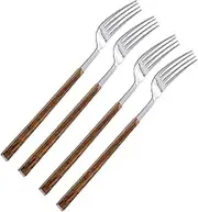 HOLIDYOYO Pcs Stainless Steel Fork Salad Servers Set Imitation Wood Handle Modern Salad Easy Clean Tableware