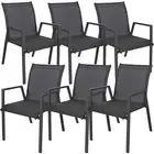 Iberia 6pc Set Aluminium Outdoor Dining Table Chair Charcoal