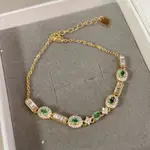 輕珠寶💎尚比亞祖母綠0.58克拉 925純銀手鍊