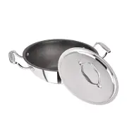 New Bergner Hitech-Peek Triply Stainless Steel Kadai Wok & Lid, 22cm - Free Post