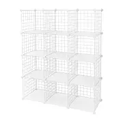 12 Cube Wire Grid Organiser Bookcase Storage Cabinet Wardrobe Closet White