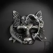 Steampunk Wolf Masquerade Mask Silver M39501