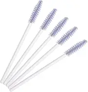 Namzi 100 Pcs Disposable Eyelash Mascara Brushes for Eye Lashes Extension Eyebrow and Makeup (White rod Light purple head)