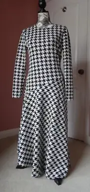 Alfani Black and White Houndstooth Pattern Long Dress S