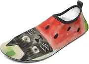 [BTCOWZRV] Water Shoes for Women Men Cat and Watermelon Water Sports Shoes Slip-on Breathable Lightweight Athletic Aqua Sock