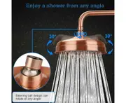 Copper Shower Head, Diameter 20cm (8 Inch), High Pressure Fixed Shower Head with Adjustable Angle Shower Head Rain Shower Head - Gold