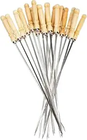 Mipcase 18pcs Stainless Steel BBQ Skewers with Handle Reusable Grilling Sticks for Meat Vegetables and Seafood for Camping and Bonfire