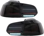 Car Rear Bumper Tail Light Turn Signal Lamp Car Tail Light Assembly Flowing Water Flicker Turning Signal Light taillight For golf6 mk6 R20 2008-2013(Type B Smoker)