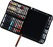 Large Capacity Fountain Pen Case PU Leather Coffee Color 48 Slots pen pouch bag