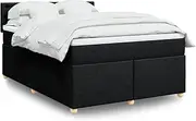 Generic Box Spring Bed with Mattress Black Double Fabric,3286879