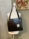 Oroton Cowhide "East-West" Black Leather Sleek Modern Tote Bag MSRP $325