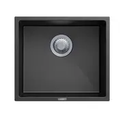 ACA 457 x 406 x 200mm Matt Black Single Bowl Granite Stone Kitchen/Laundry Sink Top/Flush/Under Mount