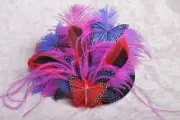 Purple Pink Fuchsia Blue Red Black Butterfly Feather Teardrop Pillbox hat Com...