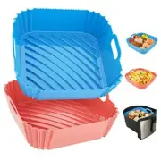 Air Fryer Silicone Liners Square 2 Pack 7.1 Inch Airfryer For 4-7 QT Pink +Blue