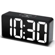 Unbranded Compact Digital Alarm Clock Large Bold Digit w/ USB Port Modern Black