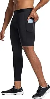 [KEOYA] Men's One Leg Compression Pants Basketball 1/2 Single Leg Tight Sports Workout Running Leggings Athletic Base Layer