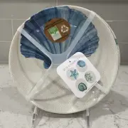 Set 4 Sigrid Olsen SEA SHELLS 7.5” MELAMINE Bowls Sealife Starfish Coral Crackle
