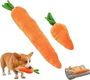Giant Carrot Dog Toy, The Mellow Dog Calming Carrot, 29.5 Inch Large Sturdy Plush Multi-squeaks Pet Toys, for Indoor Outdoor Play (Large + Medium)