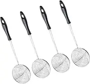 Luxshiny 4pcs Stainless Steel Strainer Spoon Ultra-fine Mesh Sieve for Hot Pot Noodles and Vegetables Kitchen Tool for Easy Draining and Cooking Black