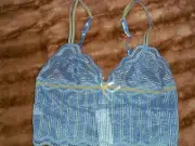 Donna Karan lace cami top bustier bra camisole blue M