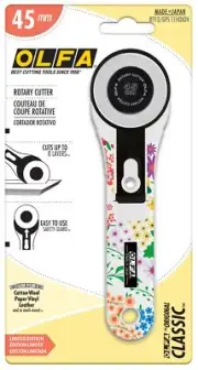 OLFA Classic Straight Handle Rotary Cutter 45mm-Floral (Pack of 1)