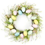 Easter Wreath, 18" Macaron Colored Eggs and Berries Door Wreath, Easter